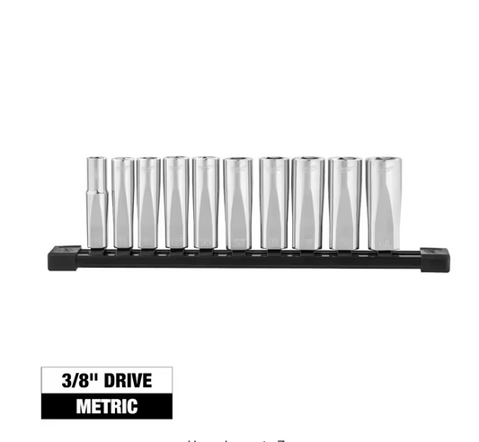 Milwaukee 3/8” Drive Metric Deep Well 6-Point Socket Set