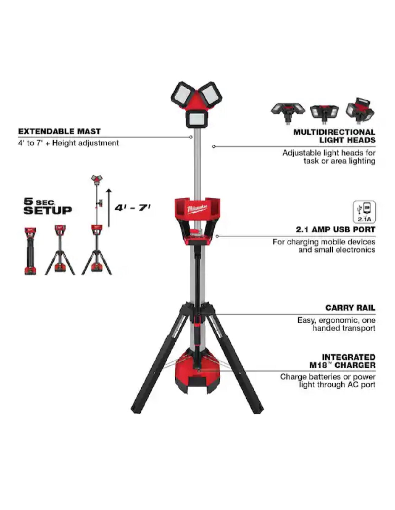 Milwaukee M18 Rocket Dual Power Tower Light (2136-20)